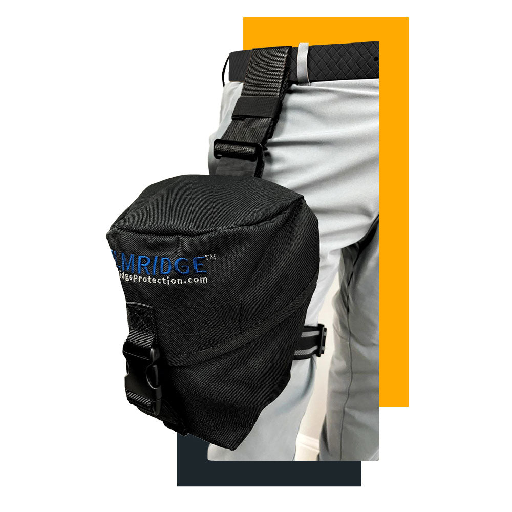 E670 Pouch for E600 Tear Gas Mask strapped around leg